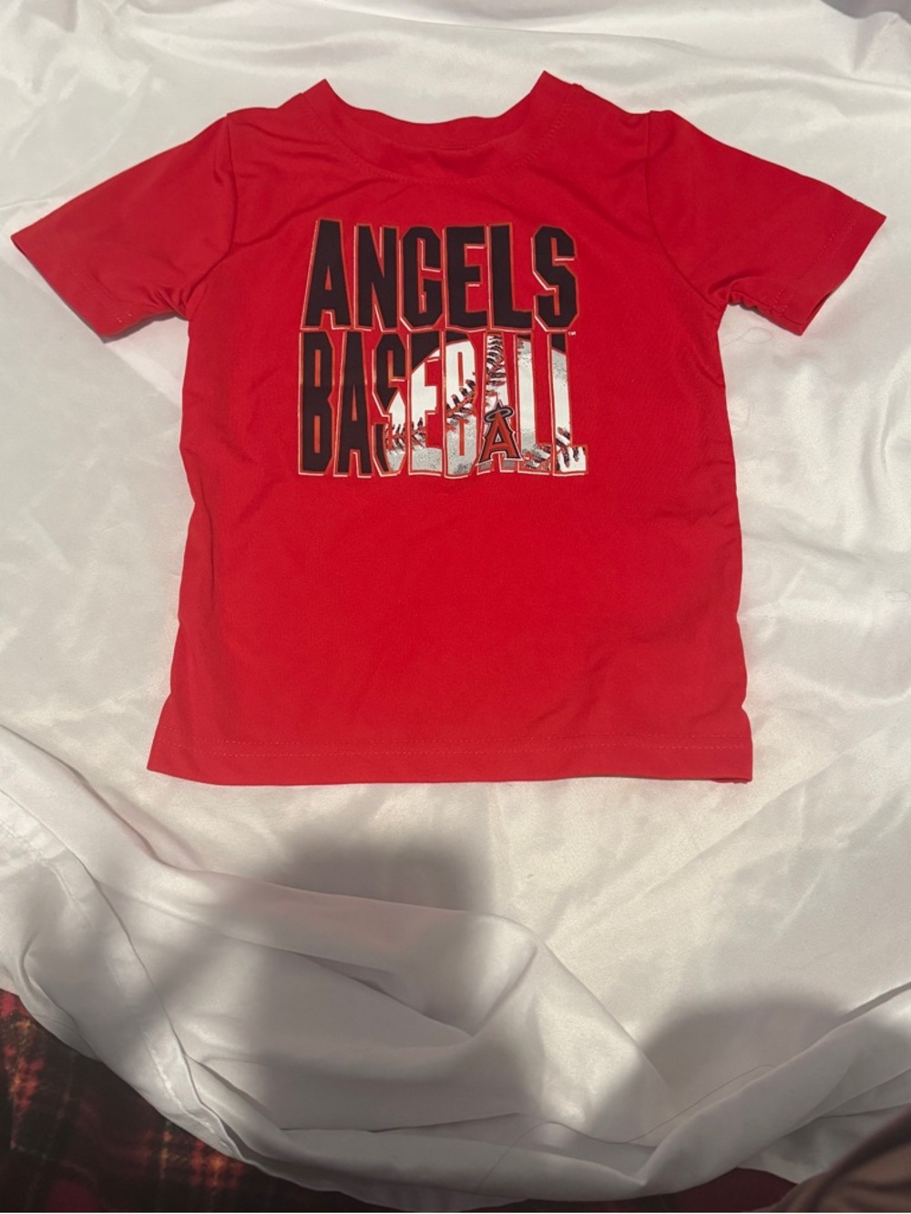 'Angels Baseball' Red Short Sleeve Tee T Shirt Top Toddler Boy/Girl Genuine 3T